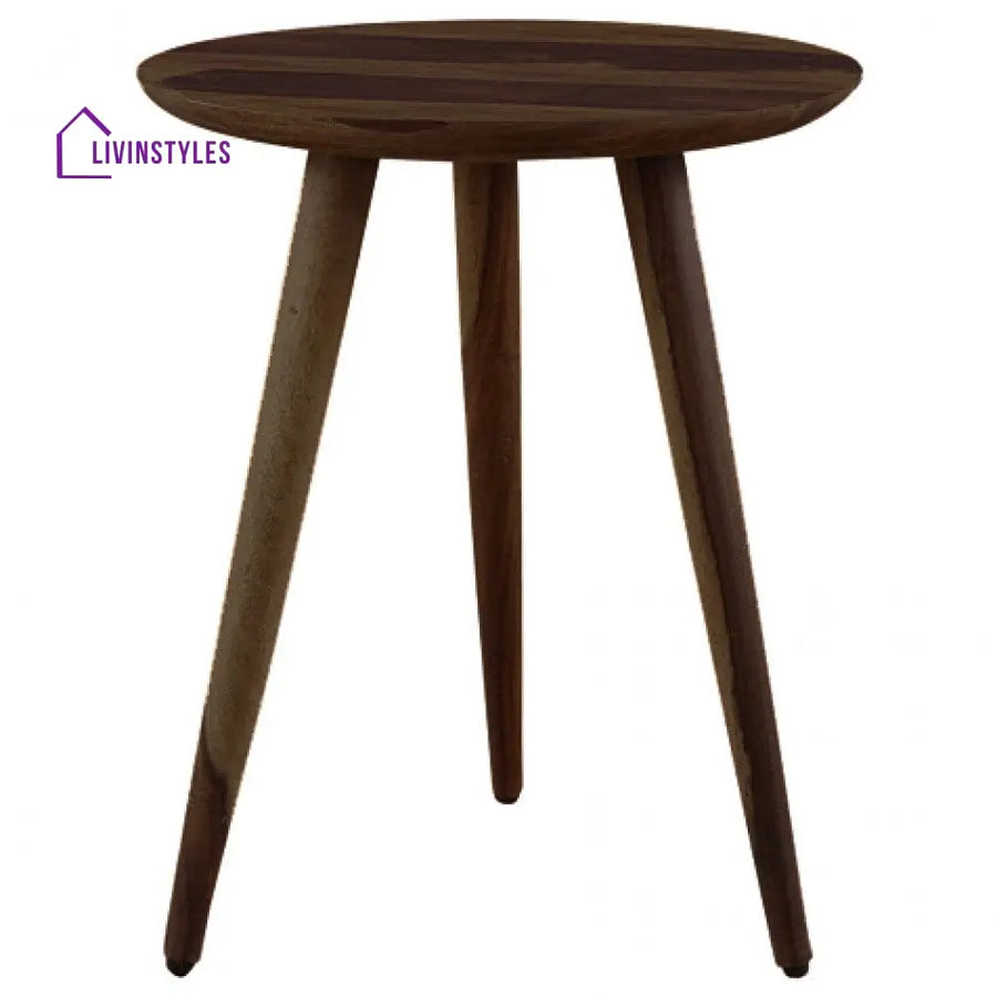 Aishani Solid Sheesham Wood Tripod End Table | Stool Side Corner Sofa (Walnut)