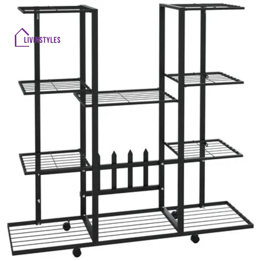 Ajay Metal Plant Stand With Four Wheels For Balcony