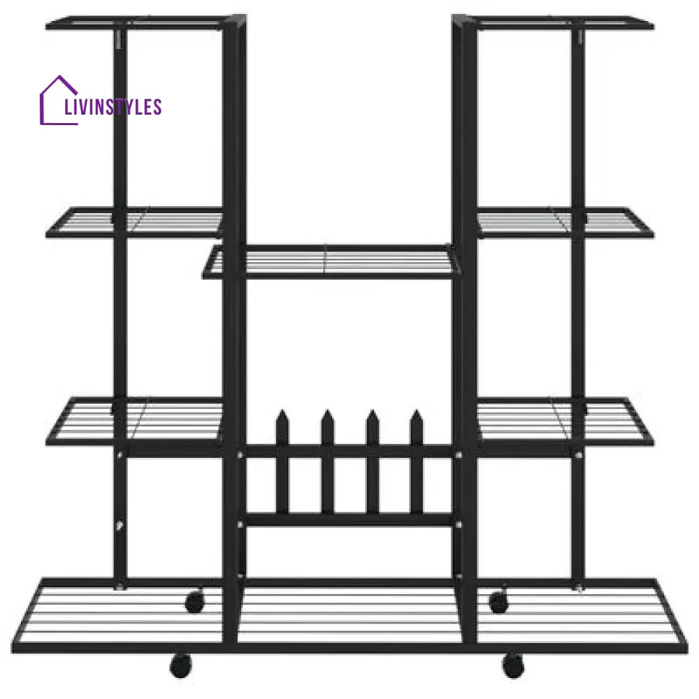 Ajay Metal Plant Stand With Four Wheels For Balcony