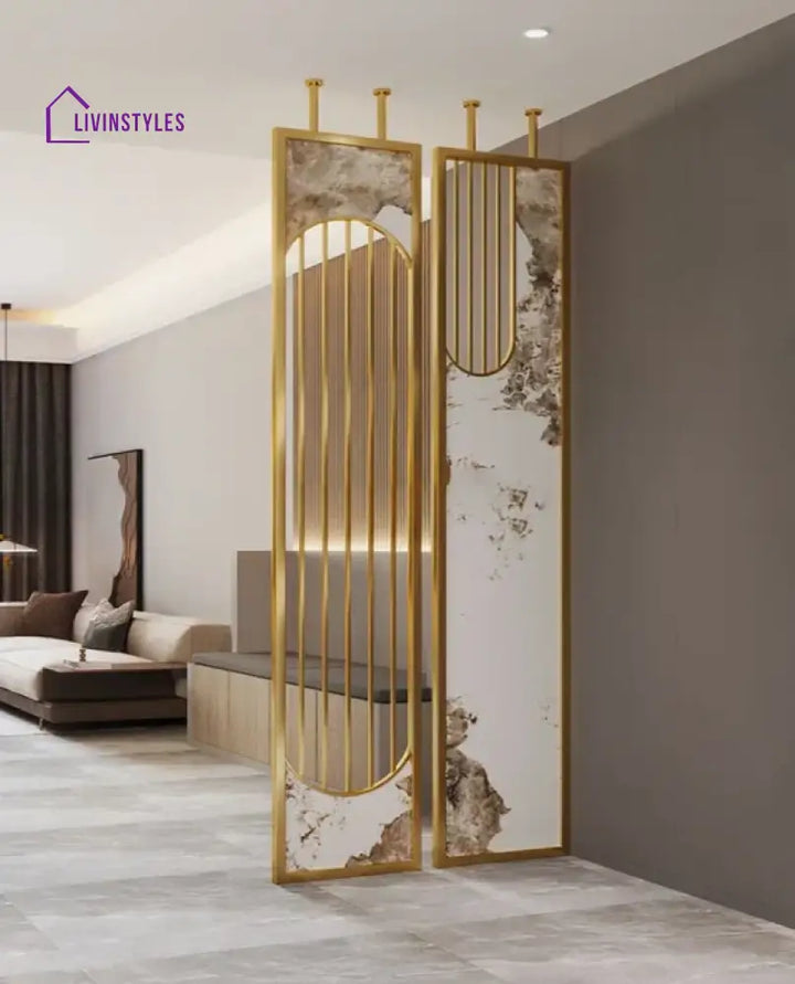 Akash Luxury Marble And Stainless Steel Room Partition