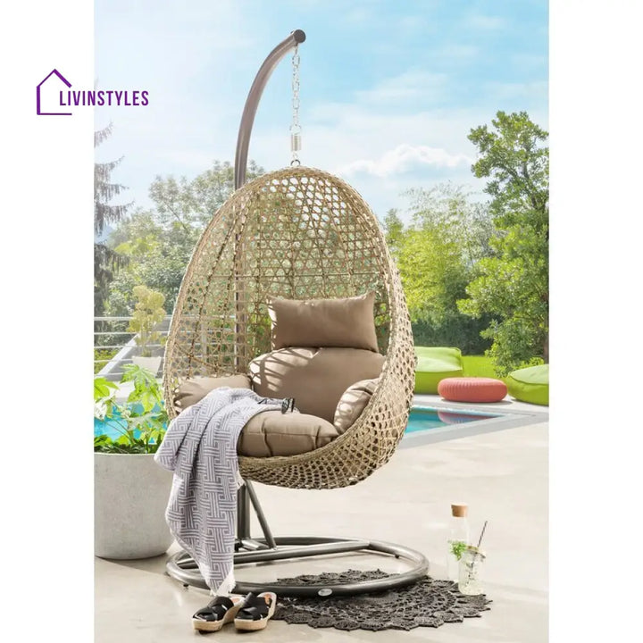 Akshita Single Seater Hanging Swing With Stand For Balcony | Garden (Gold) Swings