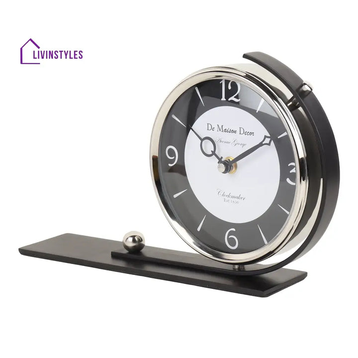 Aleksi 2 In Black Body Gold Stand Table Clock