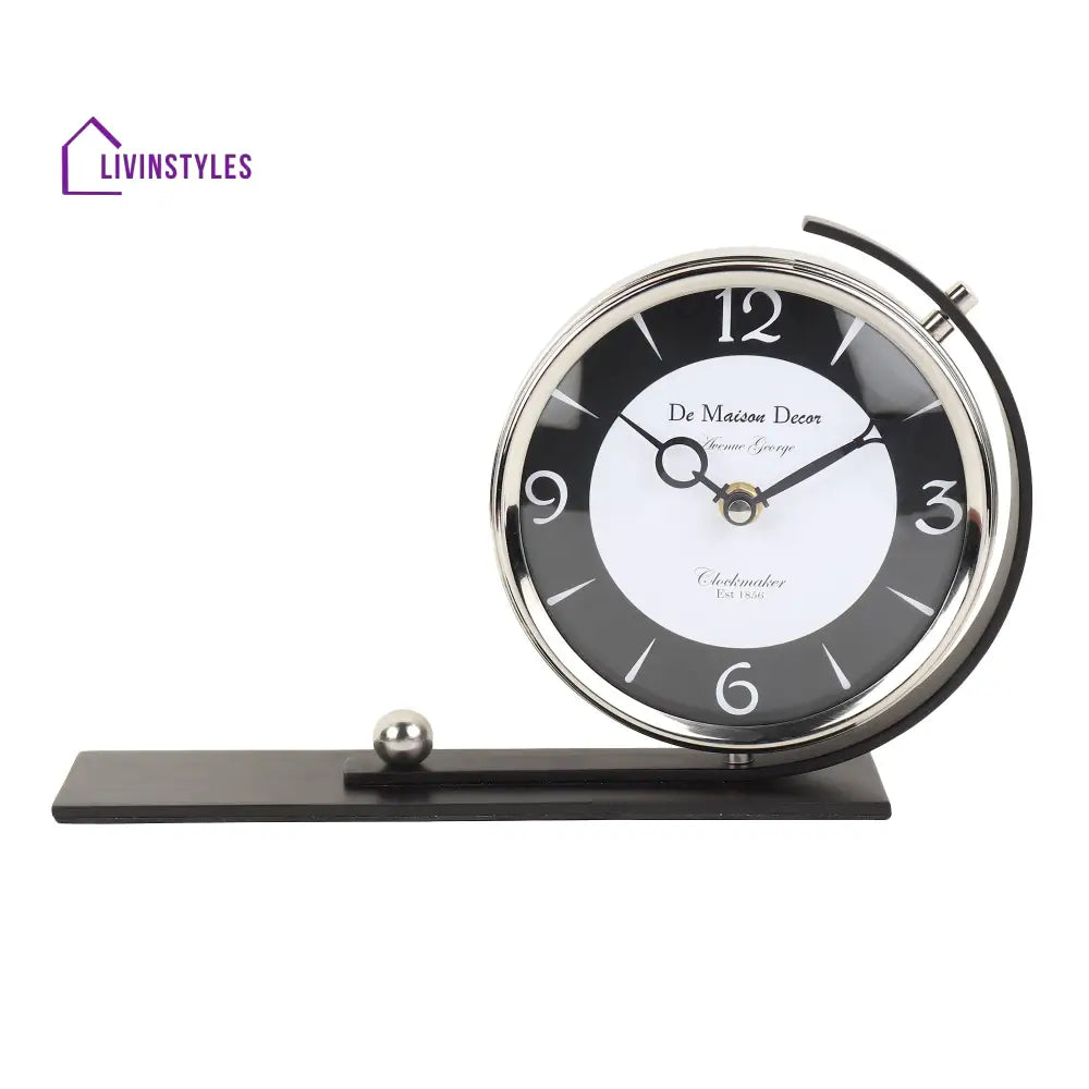 Aleksi 2 In Black Body Gold Stand Table Clock