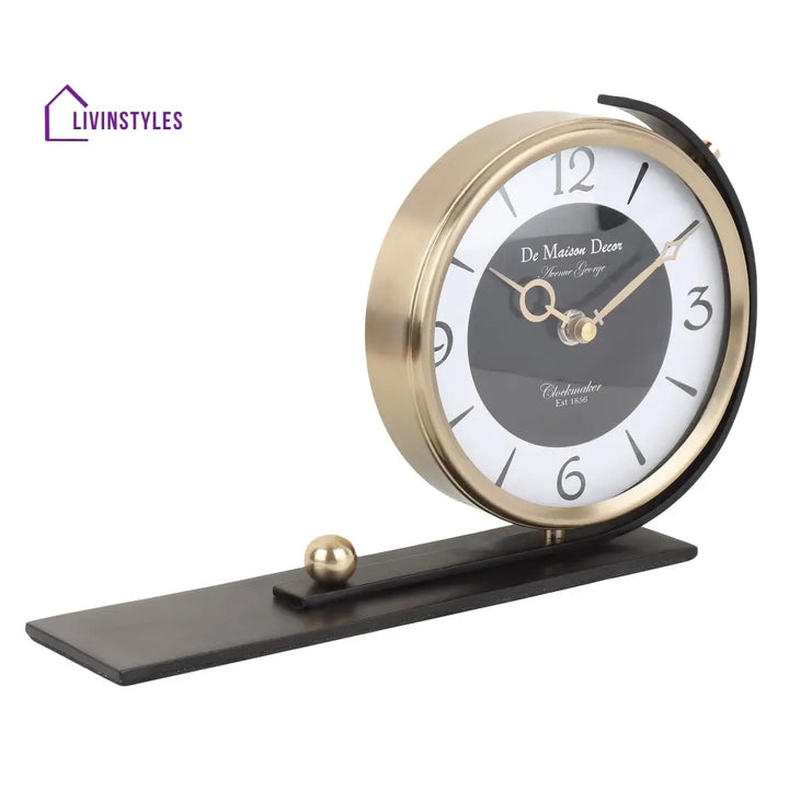 Aleksi 2 In Gold Body Black Stand Table Clock