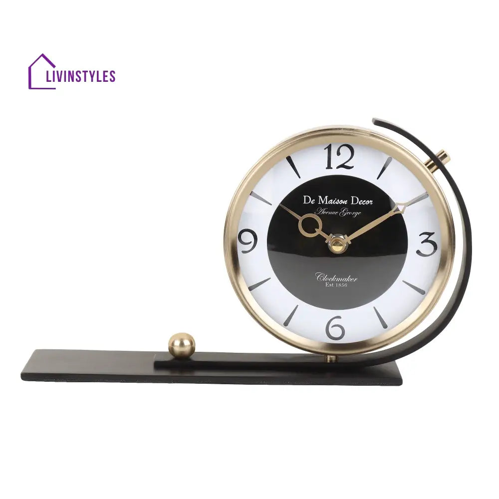 Aleksi 2 In Gold Body Black Stand Table Clock