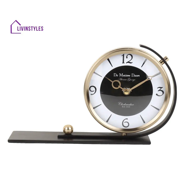 Aleksi 2 In Gold Body Black Stand Table Clock