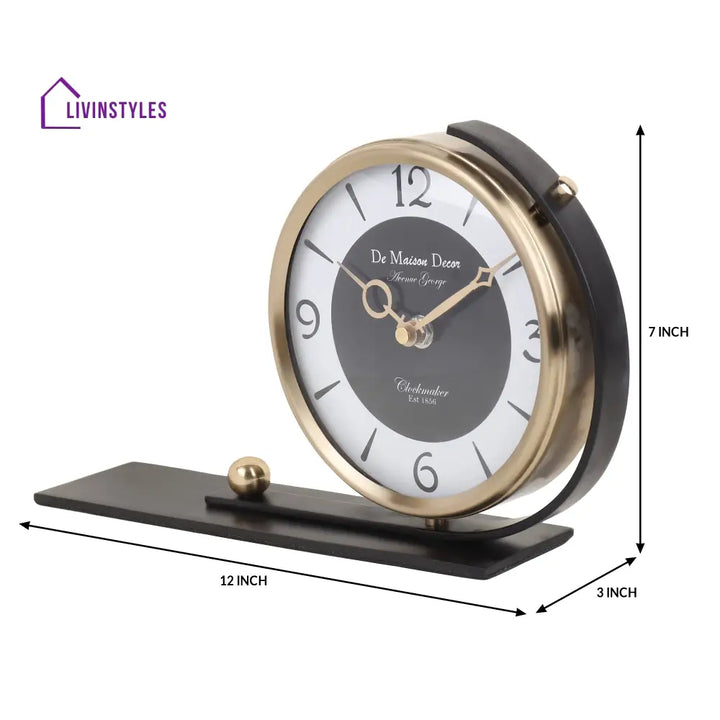 Aleksi 2 In Gold Body Black Stand Table Clock