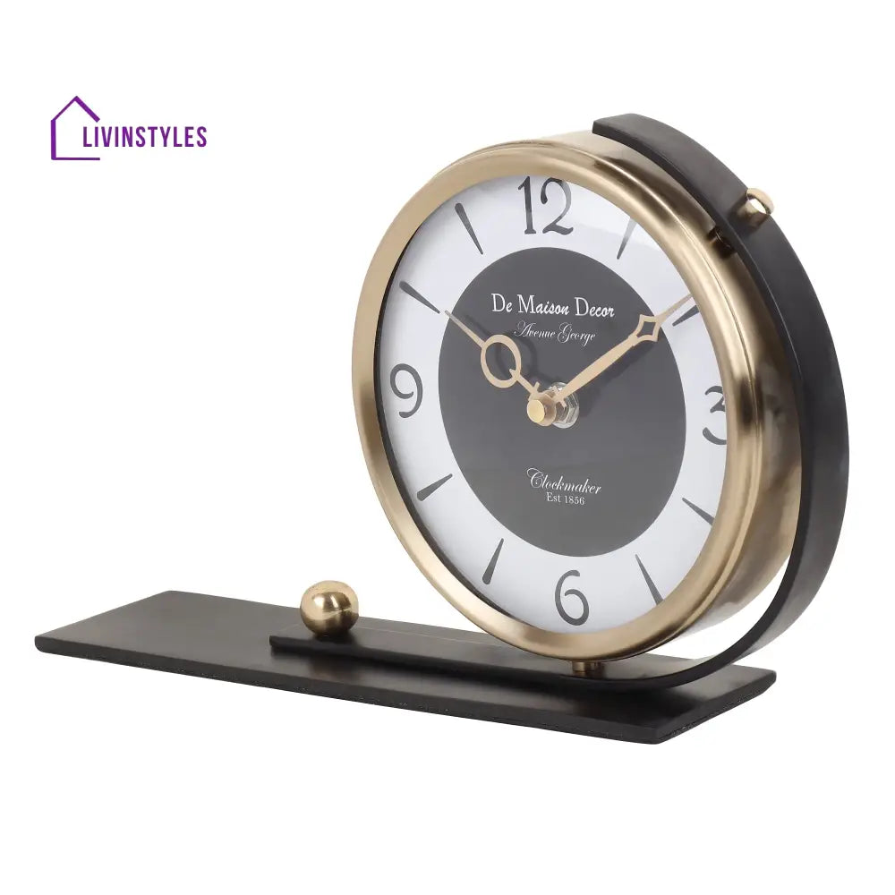 Aleksi 2 In Gold Body Black Stand Table Clock