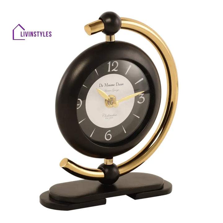 Aleksi 3 Mini Clock In Black And Gold Table Clock