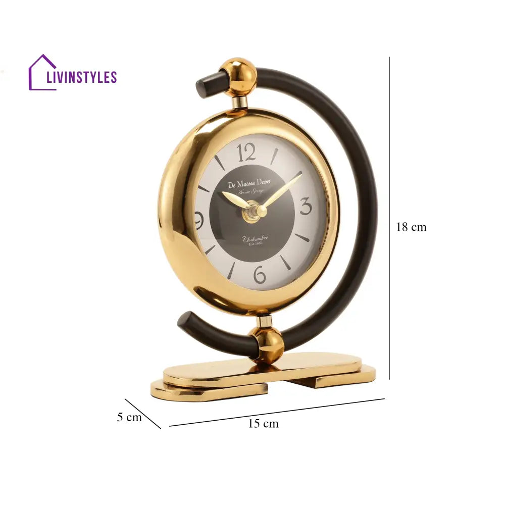 Aleksi 3 Mini Clock In Black And Gold Table Clock