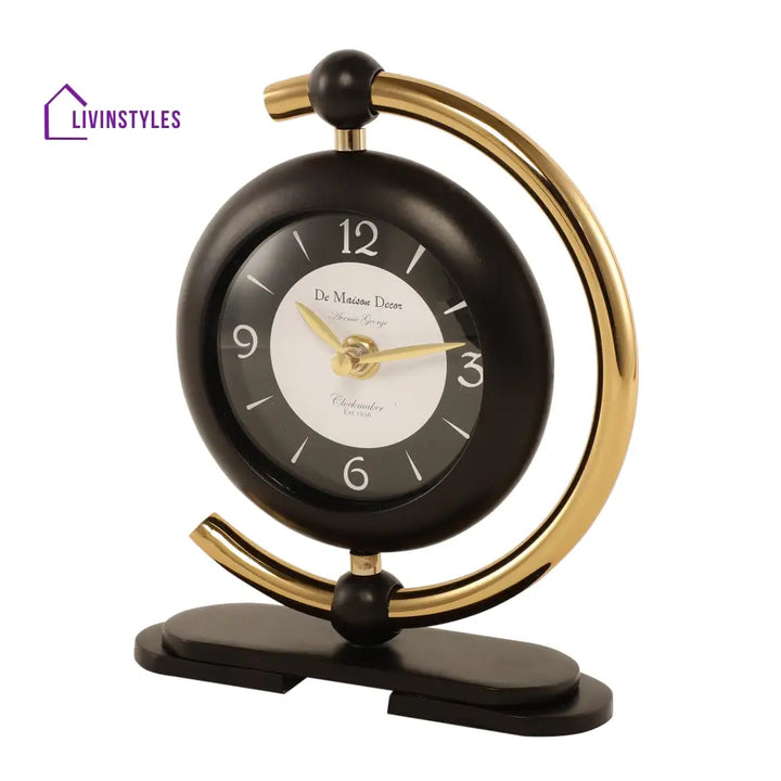 Aleksi 3 Mini Clock In Black And Gold Table Clock