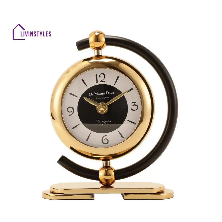 Aleksi 3 Mini Clock In Black And Gold Table Clock