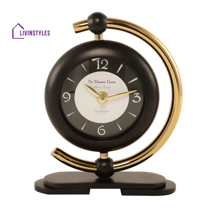 Aleksi 3 Mini Clock In Black And Gold Table Clock