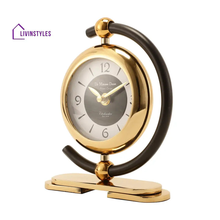 Aleksi 3 Mini Clock In Black And Gold Table Clock