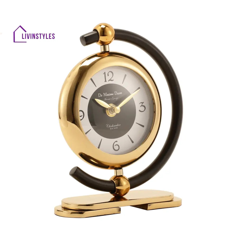 Aleksi 3 Mini Clock In Black And Gold Table Clock