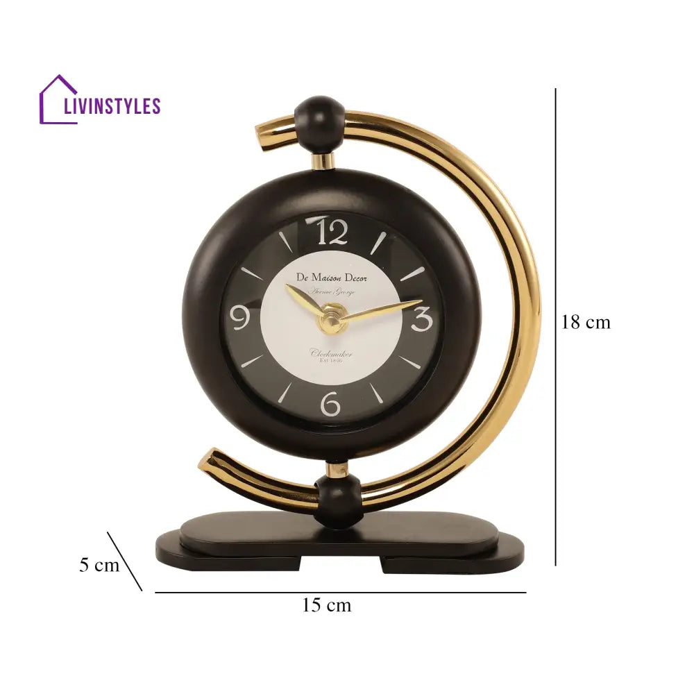 Aleksi 3 Mini Clock In Black And Gold Table Clock