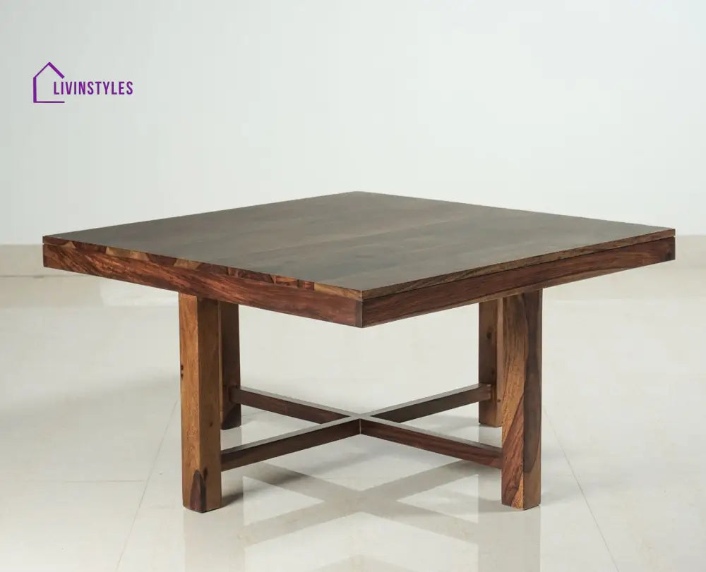 Alina Sheesham Wood Coffee Table Set With Four Stools