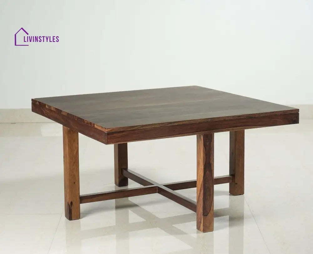 Alina Sheesham Wood Coffee Table Set With Four Stools