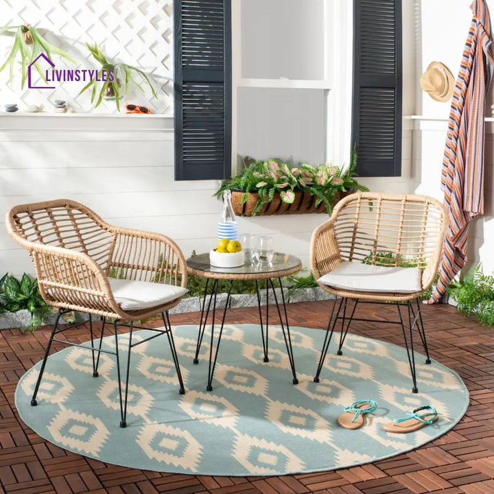 Alkin 3 Piece Rattan Outdoor Set With Cushions