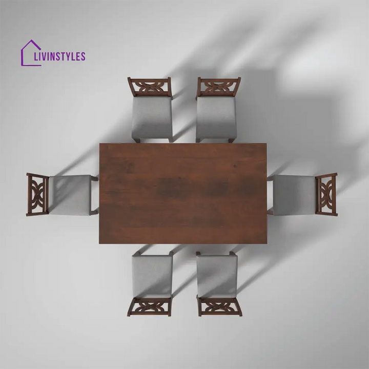 Alla Mango Wood 6 Seater Dining Set In Walnut