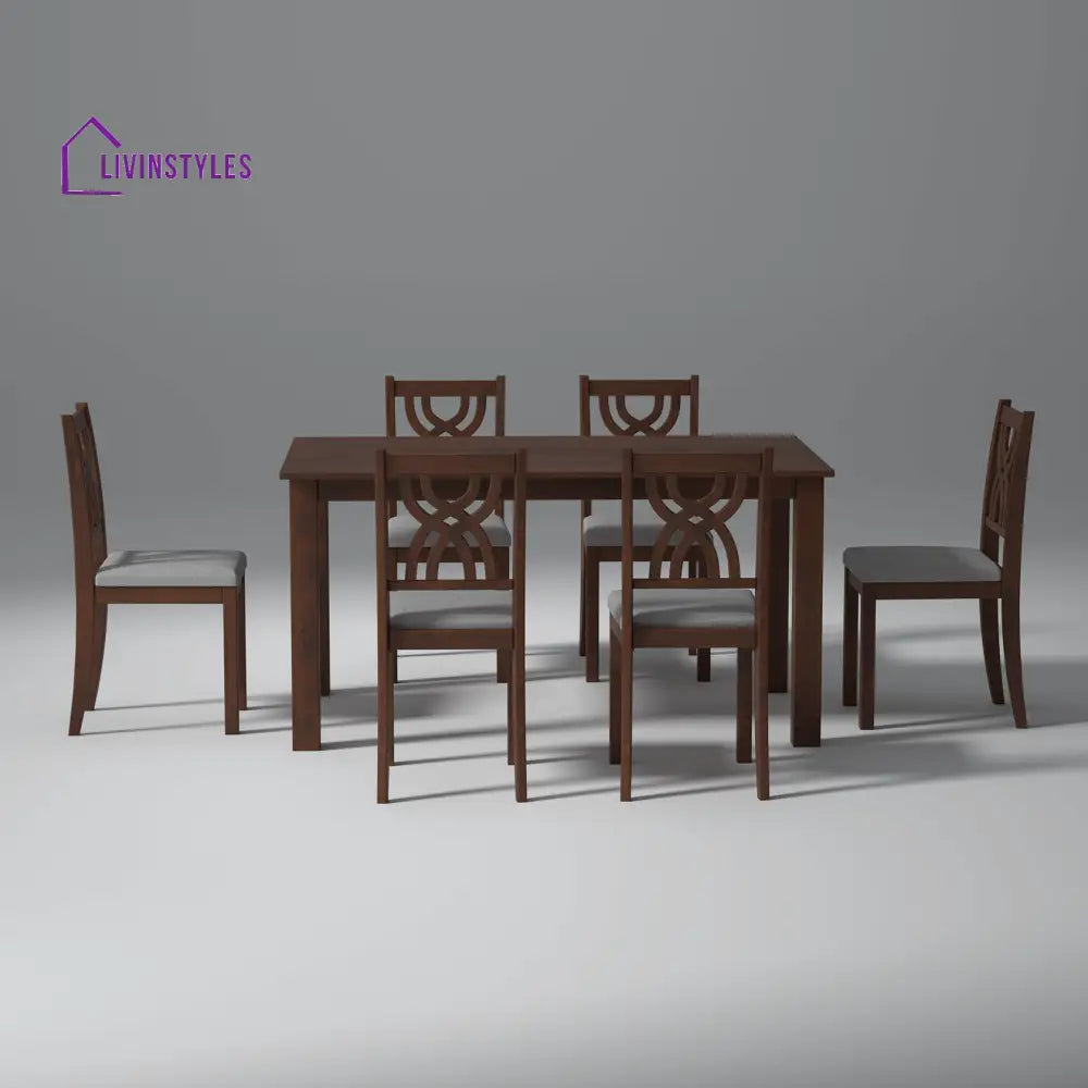 Alla Mango Wood 6 Seater Dining Set In Walnut