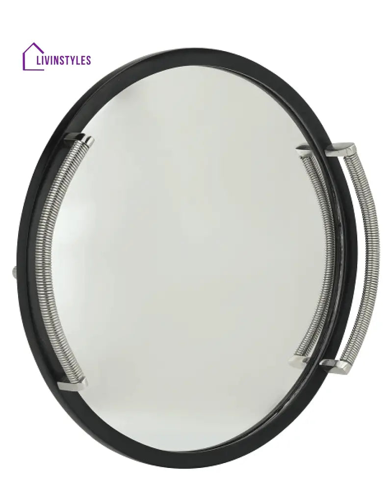 Allie Mirror Tray Black Silver Large Size