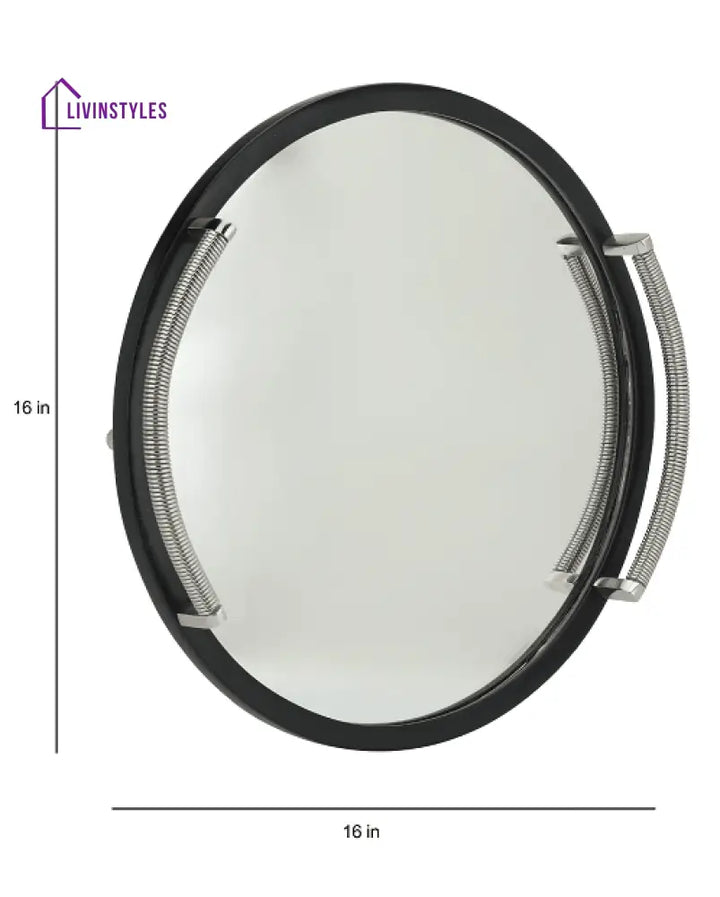 Allie Mirror Tray Black Silver Large Size