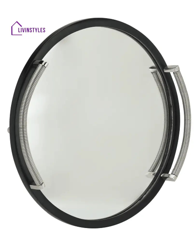 Allie Mirror Tray Black Silver Medium Size