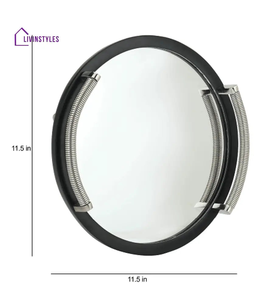 Allie Mirror Tray Black Silver Medium Size