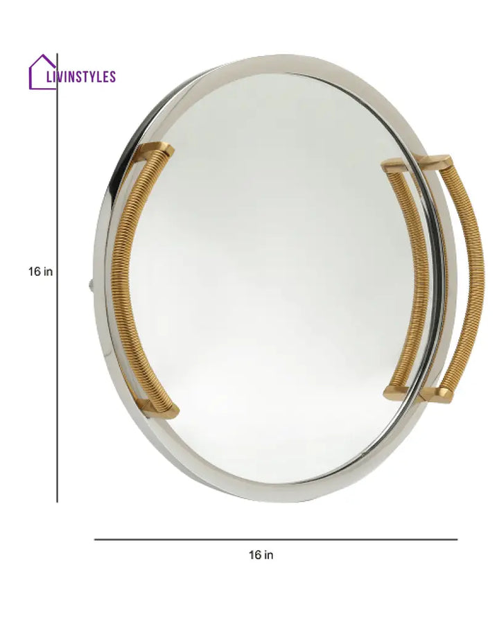 Allie Mirror Tray Gold Silver Large Size