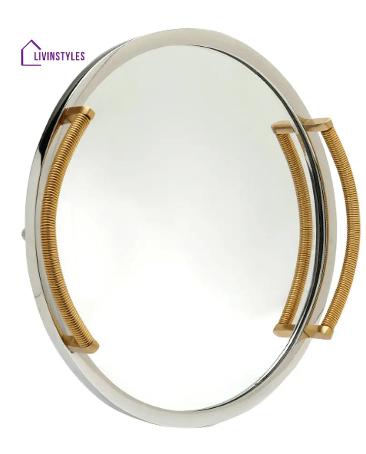 Allie Mirror Tray Gold Silver Medium Size