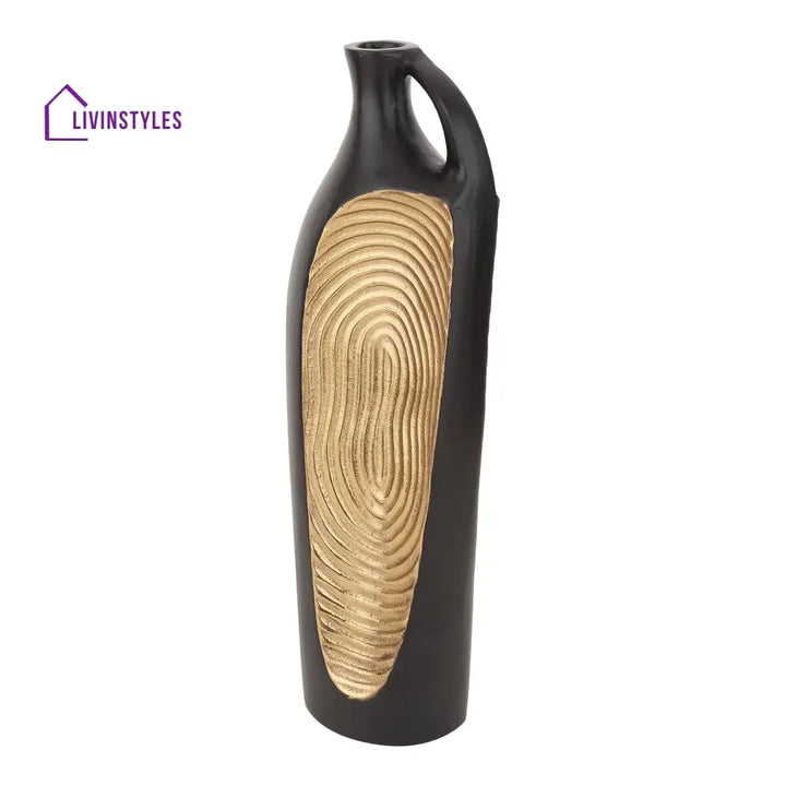 Alloy Art Vase In Black Gold Alloy Art