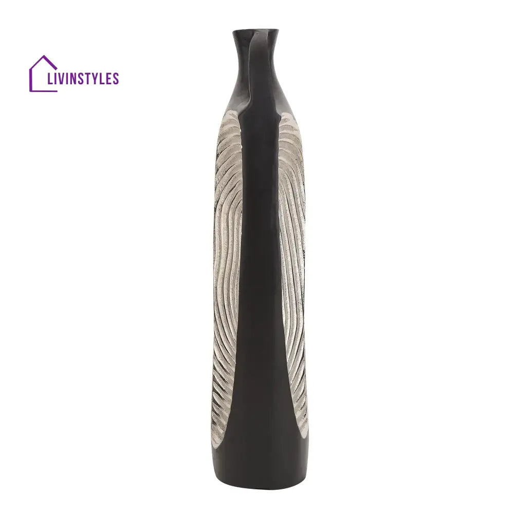 Alloy Art Vase In Black Silver Alloy Art