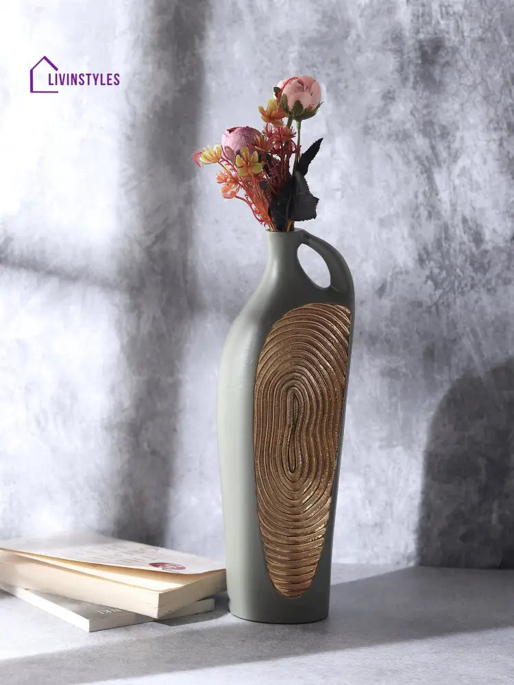 Alloy Art Vase In Green Gold Alloy Art