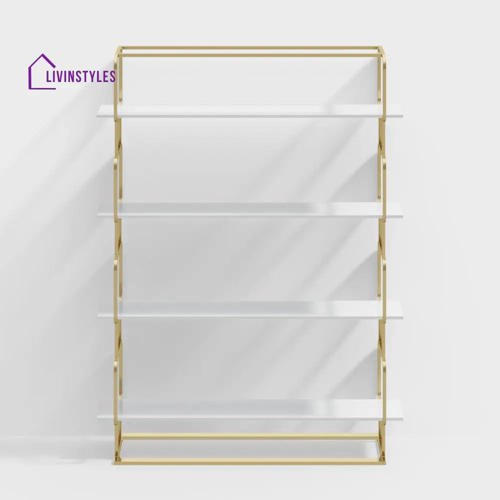 Alok Metal Bookcase In Gold