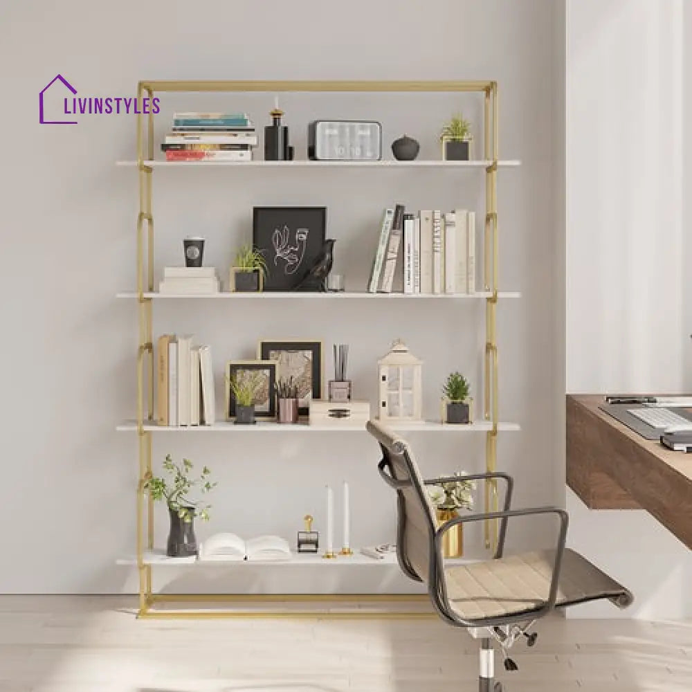 Alok Metal Bookcase In Gold