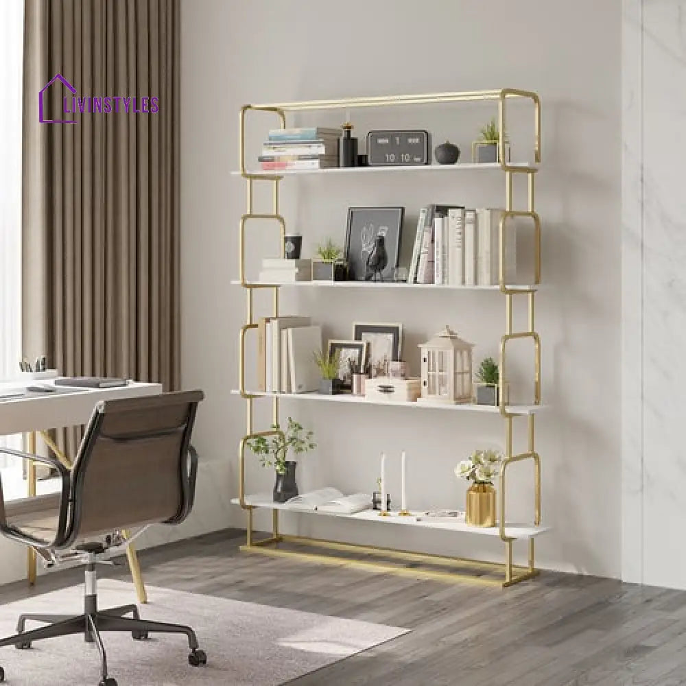 Alok Metal Bookcase In Gold