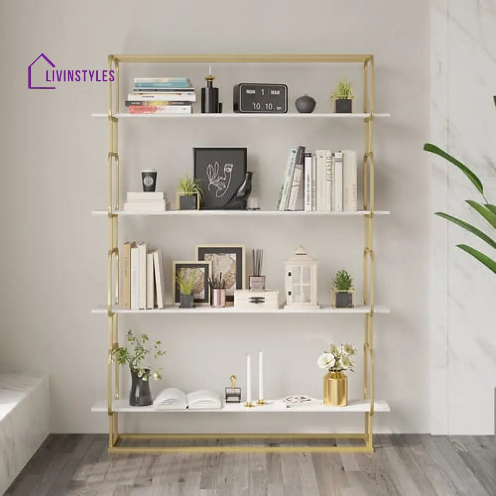 Alok Metal Bookcase In Gold