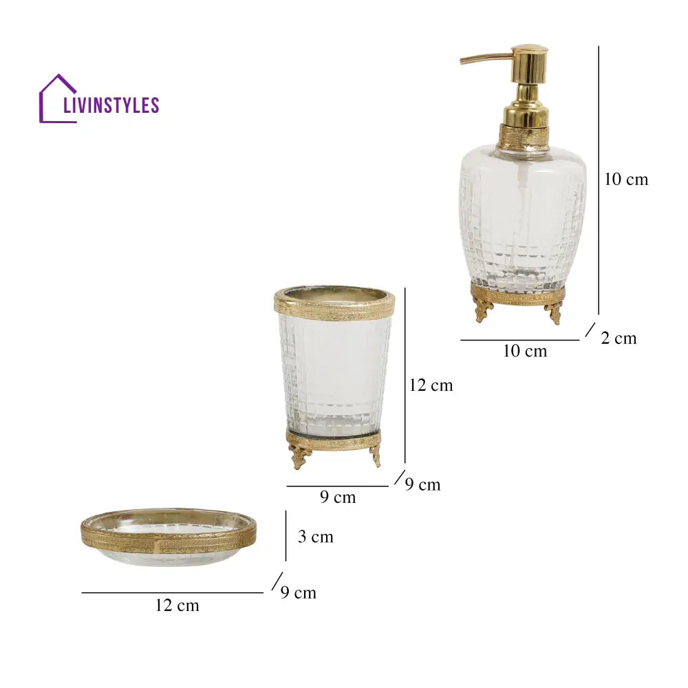 Alteza Crystal Cut Bathroom Set In Gold