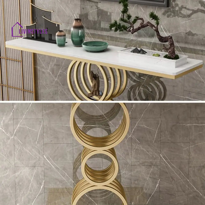 Amanda Metal And Marble Top Console Table