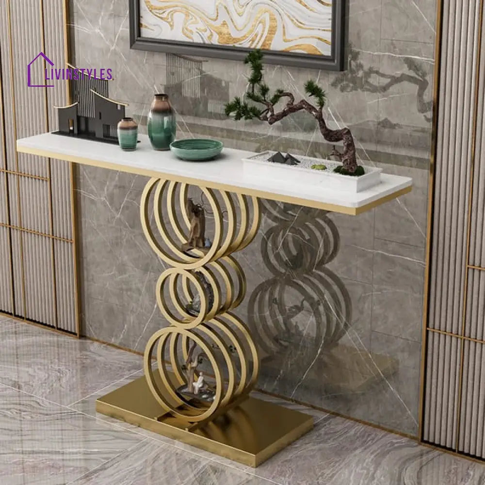 Amanda Metal And Marble Top Console Table