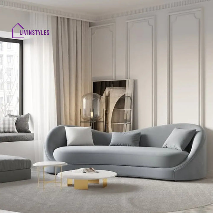 Amara Gray Upholstered Sofa 3 Seater For Living Room