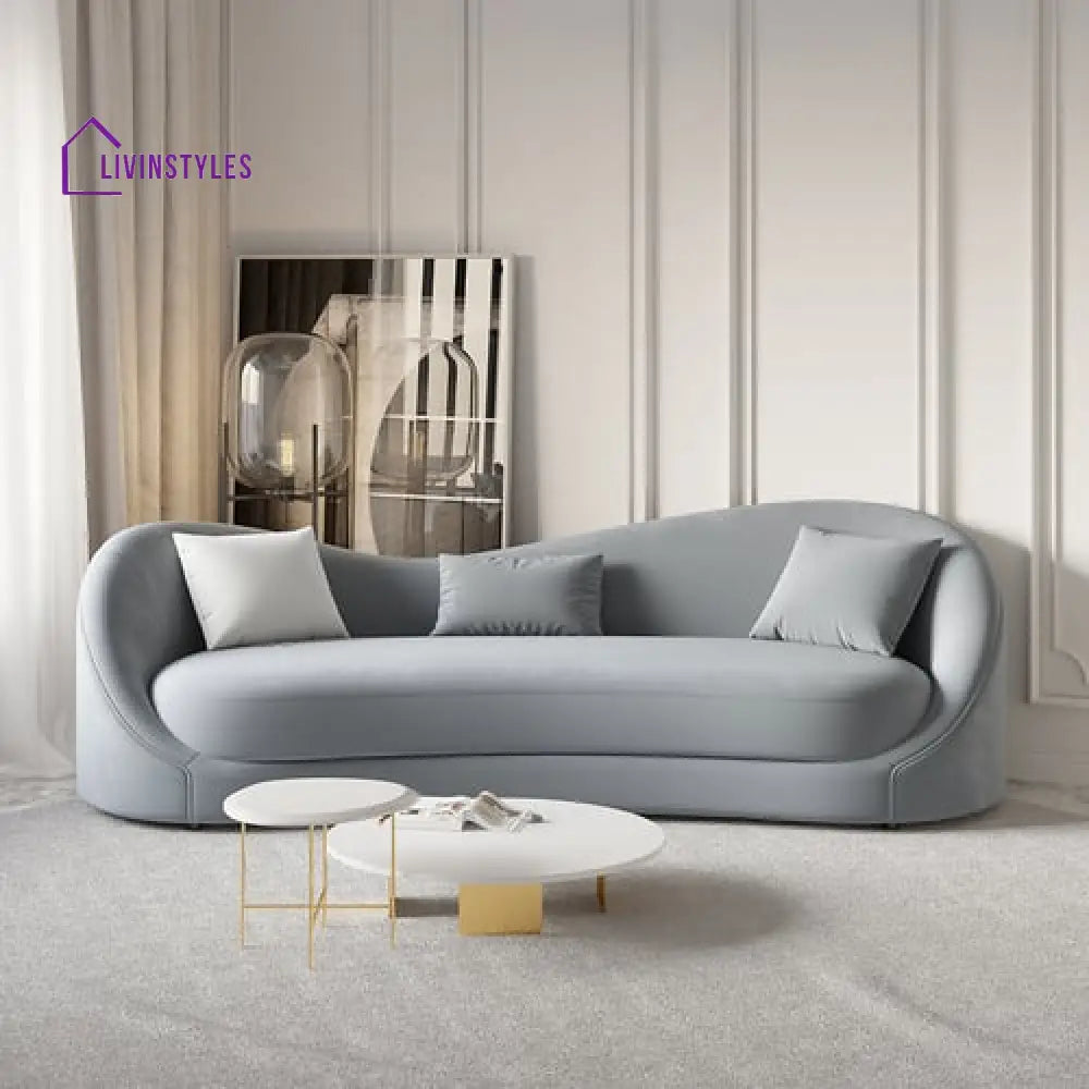 Amara Gray Upholstered Sofa 3 Seater For Living Room