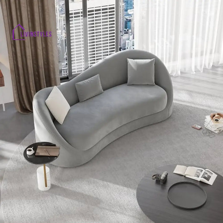 Amara Gray Upholstered Sofa 3 Seater For Living Room