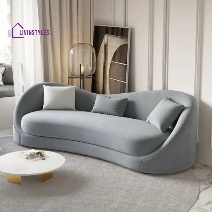 Amara Gray Upholstered Sofa 3 Seater For Living Room