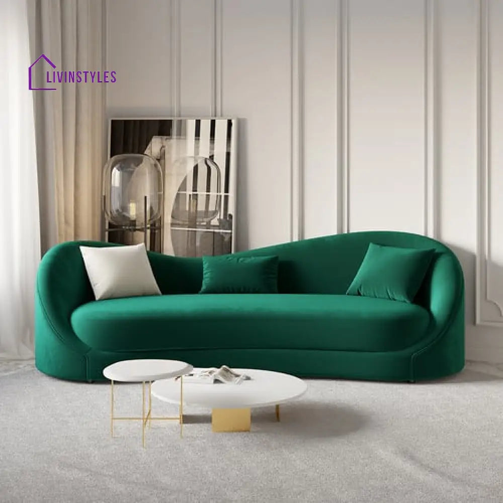 Amara Green Upholstered Sofa 3 Seater For Living Room