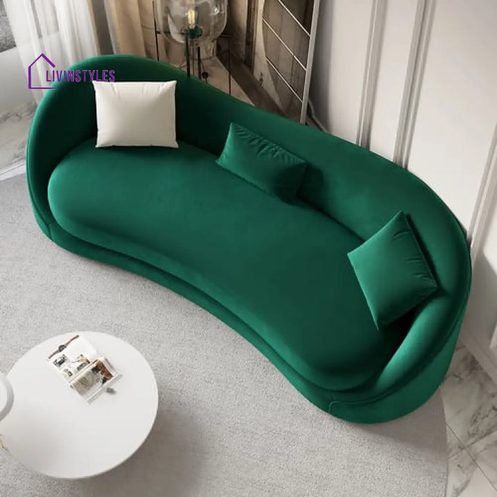 Amara Green Upholstered Sofa 3 Seater For Living Room