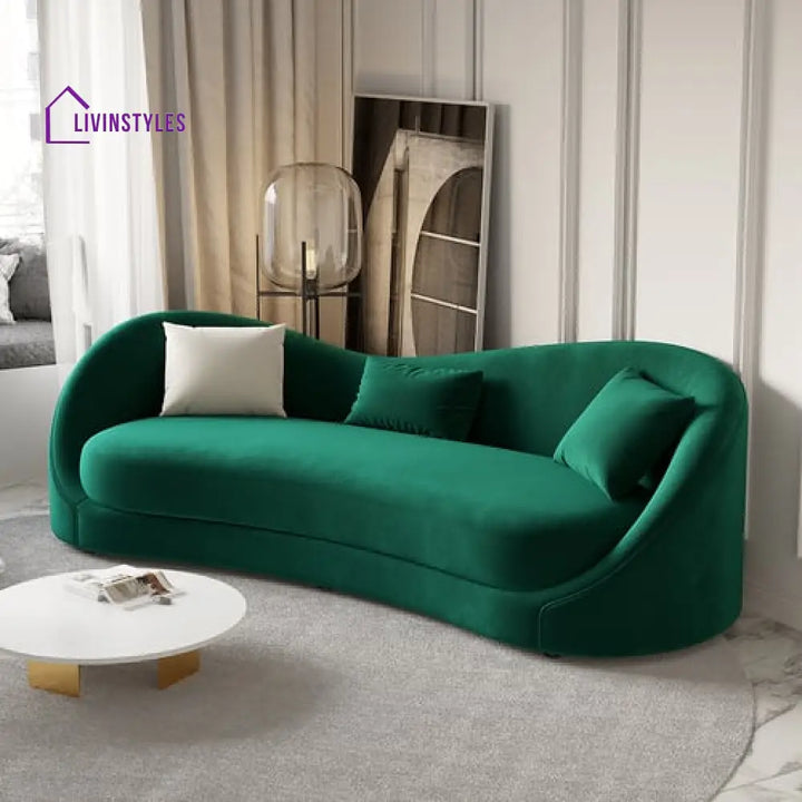 Amara Green Upholstered Sofa 3 Seater For Living Room