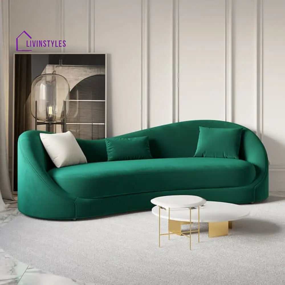 Amara Green Upholstered Sofa 3 Seater For Living Room