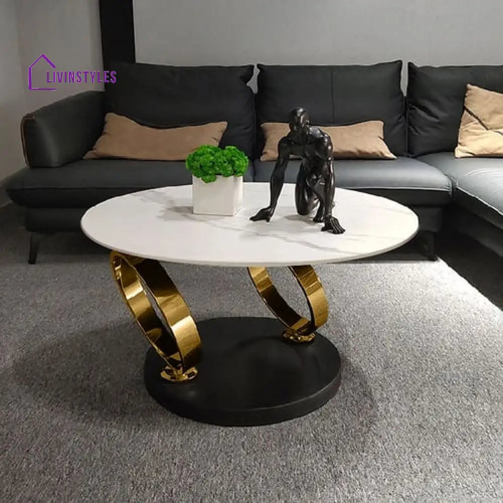 Amara Stainless Steel With Pvd Coated Coffee Table Ring-Shaped Metal Pedestal